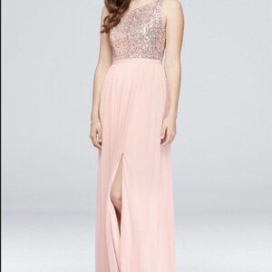 Size 18 Blush and Sequenes Bridesmaid Dress or Formal Dress by David’s Bridal